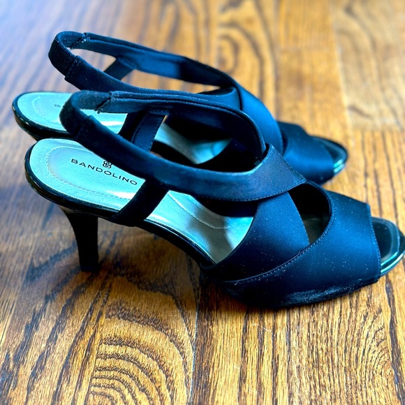 Bandolino Open Toe Black High Heels Size 9 Worn Once - Picture 1 of 6